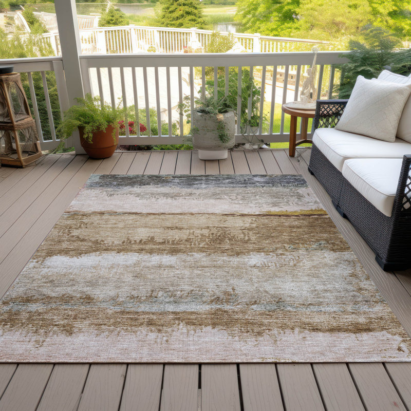Machine Washable Indoor/Outdoor Cicel ACN1197 Beige Rug, Rectangle 9' x 12'