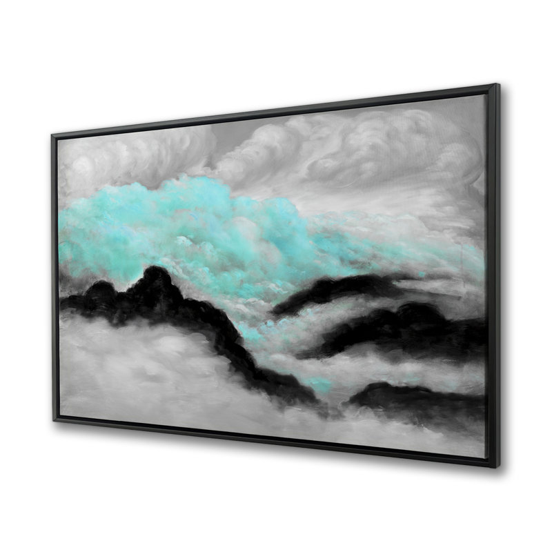 Grey and Blue Clouds - Bedroom Canvas Art | White Framed Decor