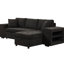 Canapé-lit d'angle moderne avec méridienne de rangement et 2 tabourets, tissu gris anthracite pratique