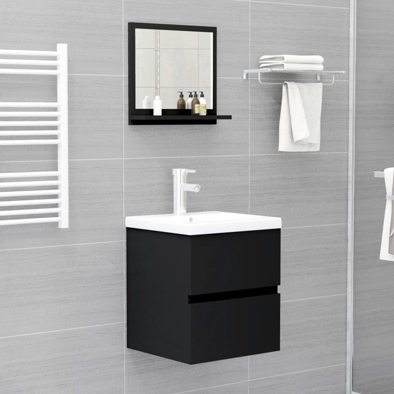 Miroir de salle de bain, Noir, 14,6 po x 15,7 po