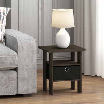 Stanbridge Side Table Nightstand with Fabric Storage Bin