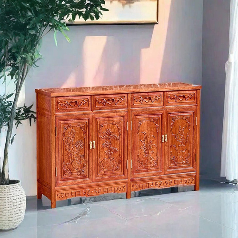Solid Wood Chinese Sideboard, H 34,6 po x l 62,2 po x P 15,7 po