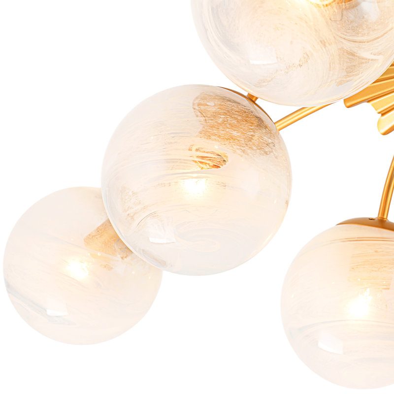 Plafonnier semi-encastré sphère en verre à 12 lumières albâtre Carren