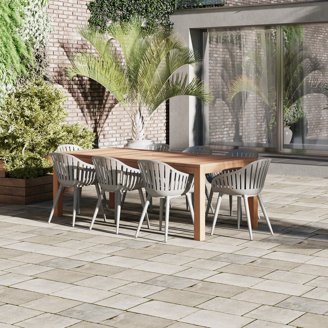 Anautica 8 - Person Teak Patio Dining Set with Rectangular Table Lark Manor™