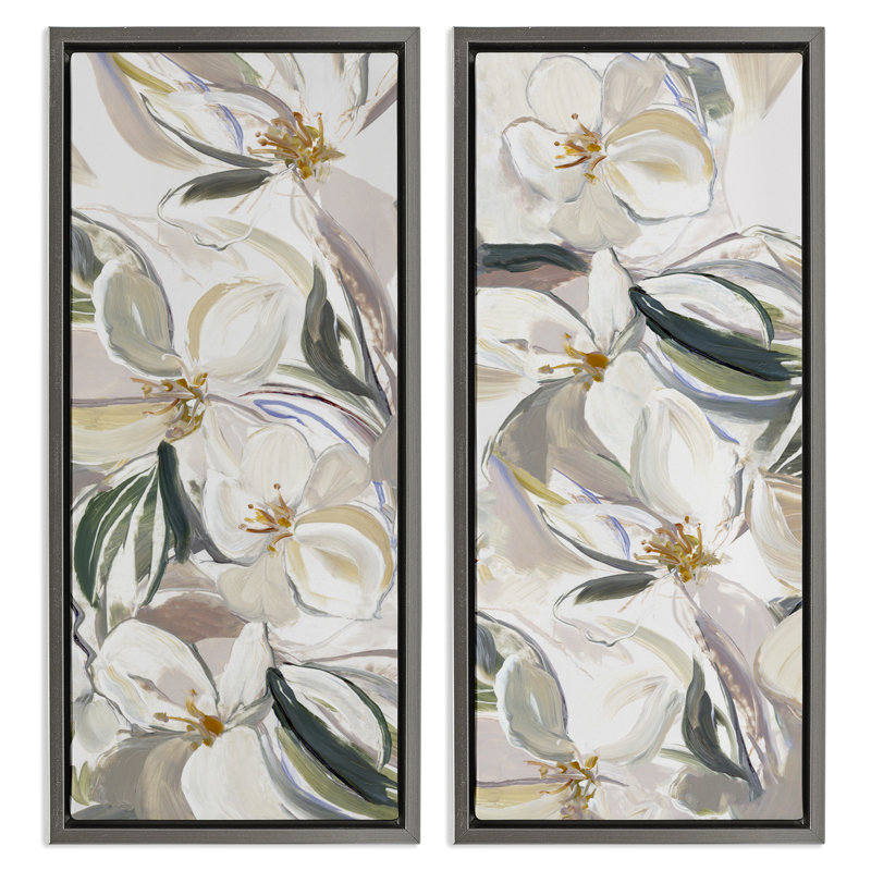 Ensemble de 2 cadres flottants Subtle Spring Blooms Assortment, design par Hannah Dawson, Cadre flottant gris lustré