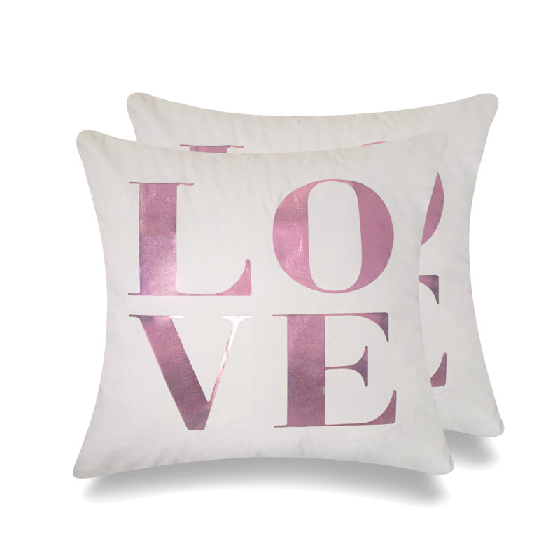Housse de coussin carrée dorée et argentée, Rose cendrée
