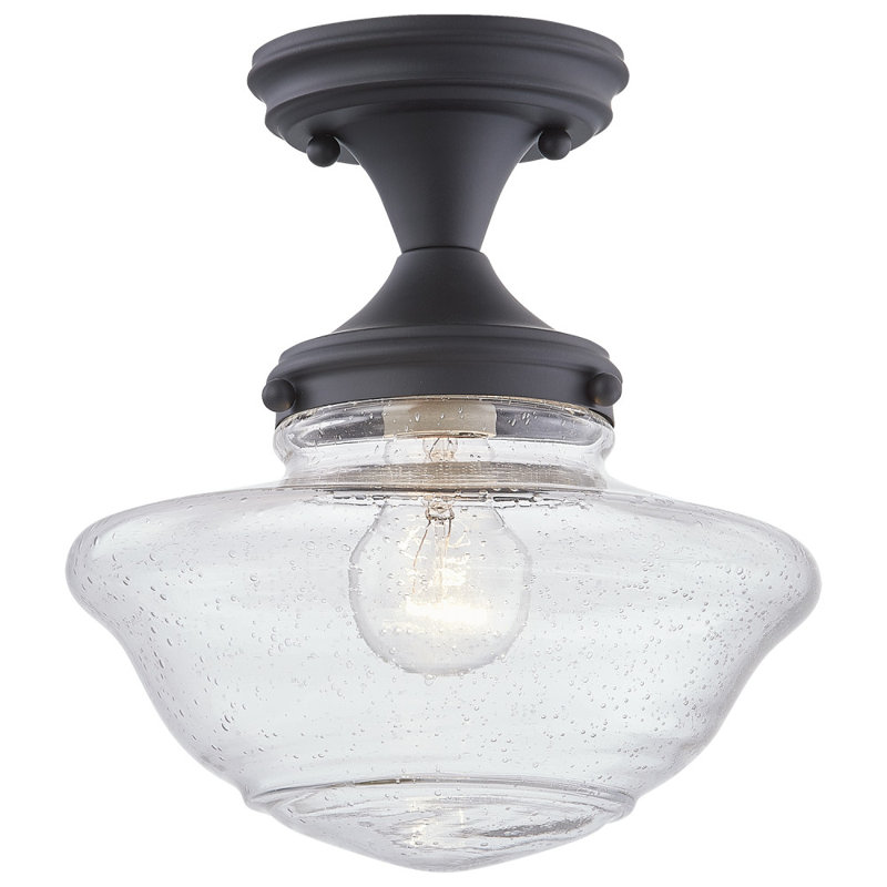 Millsap Glass Semi Flush Mount, Matte Black