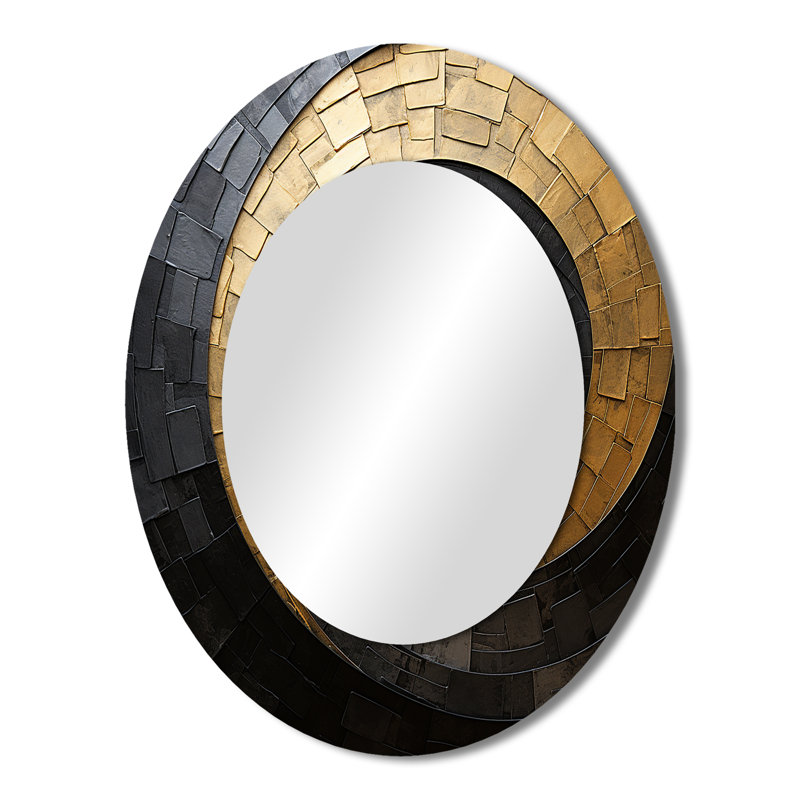 Décor de miroir mural ovale doré noir, 43 po x 33 po