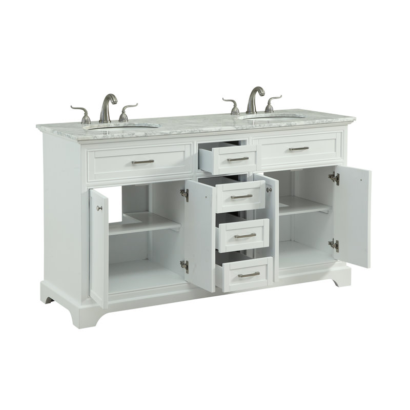Ensemble de meuble-lavabo double 60 po Hermes, Blanc