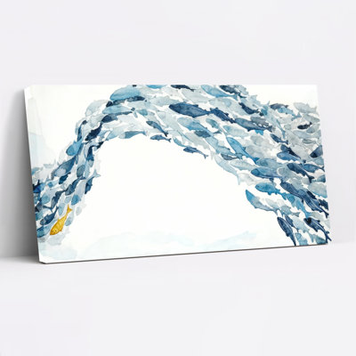 Abstract Watercolor Wave Canvas Wrapped Wall Art Oil Painting Print Set Of 1