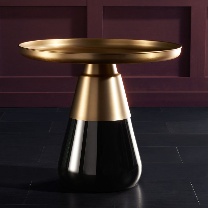 End Table, Gray, Antique Brass