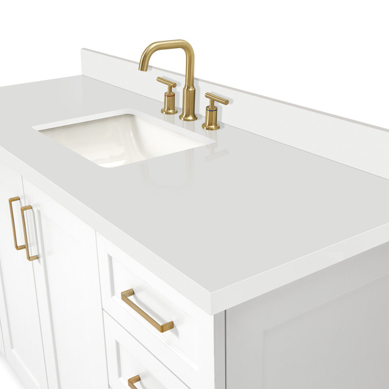 61 IN.  Single Bathroom Vanity, Rectangle, White, Carrara Quartz