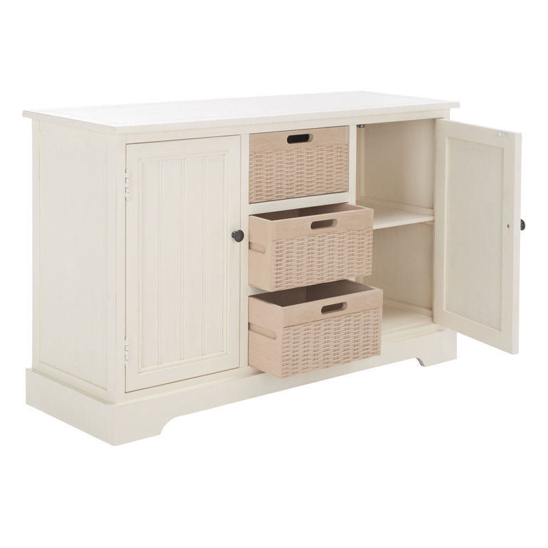 Paille 39.75'' Console Table, Distressed White/Natural