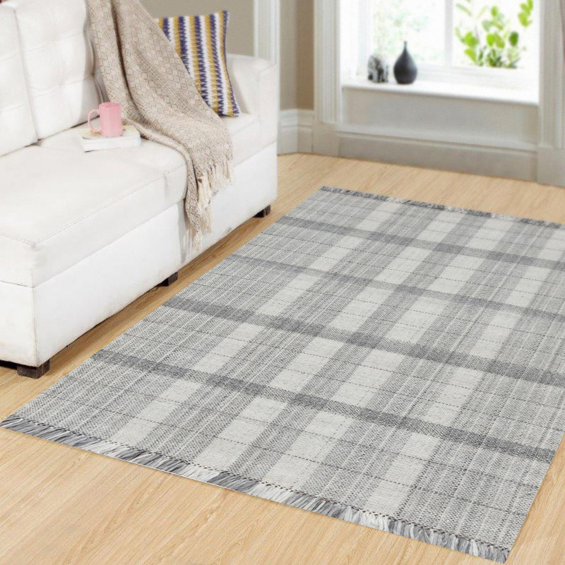 Tapis gris / argenté Debarata, Rectangle 8 pi x 10 pi