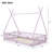Adonnis Kids Montessori Style Playhouse Bed with Fence Railings, Removable House-Shaped Headboard,Kids Dress Up Rack-1847920646-1859203883
