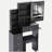 29.2" Small Size Left Bedside Cabinet Vanity Table + Cushioned Stool, 2 AC+2 USB Power Station, Hair dryer bracket, Extra Large Touch Control Sliding LED Mirror, Tri-color Switching, Brightness Adjust-112325762