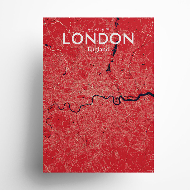 London City Map in Nautical 1 Piece Wall Art, 27.6cm H x 19.7cm W x 0.05cm D