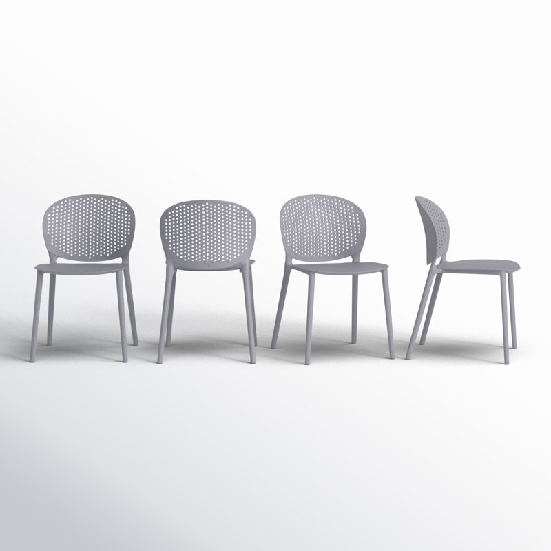 Light Gray Stackable UV Resistant Armless Dining Chairs Set