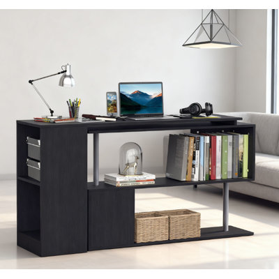 L-Shaped Home Office Desk With Storage Shelves