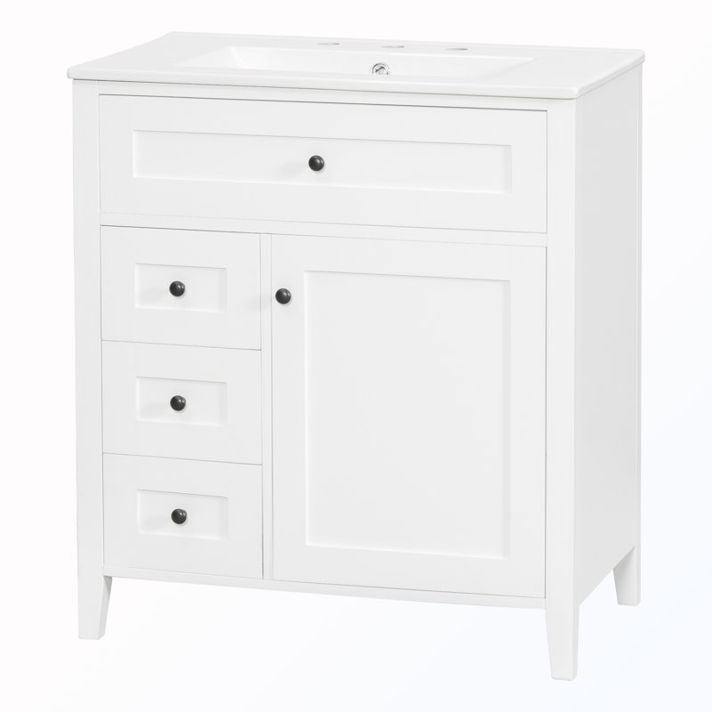 Armoire de rangement autoportante avec tiroirs et tablette réglable, Blanc