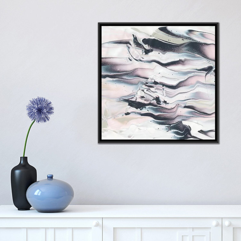 «Marble V Crop», reproduction sur toile tendue, H 18 po x l 18 po x P 1,5 po, Toile avec cadre noir, Pas de tapis