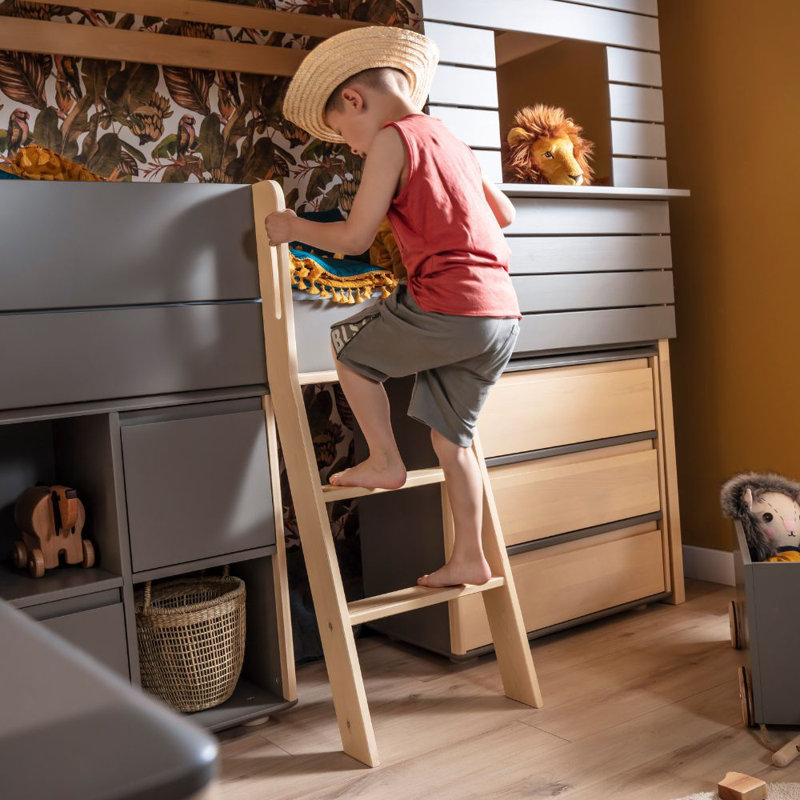 Porter Kids European Single (90 X 200cm) Loft Bed, Grey