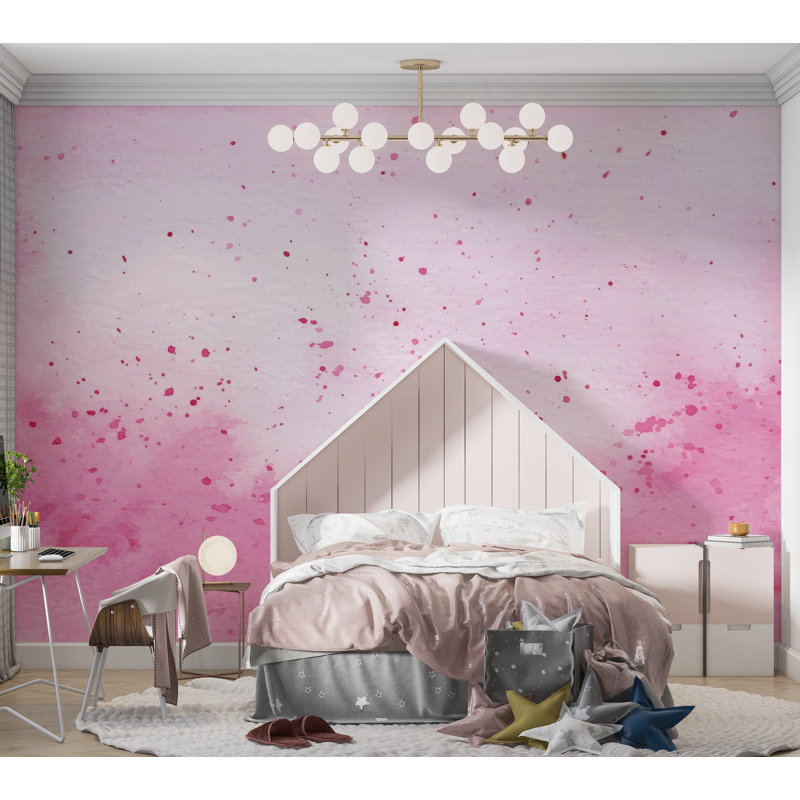 Murale pelez et collez de qualité supérieure - éclaboussure d'aquarelle mauve, L 60 po x L 40 po