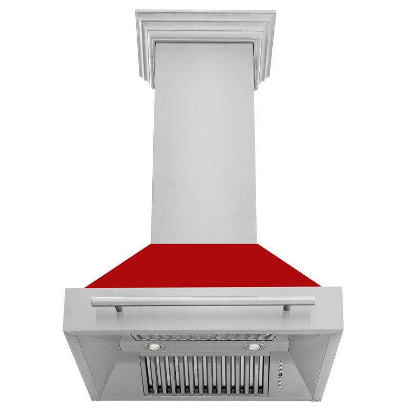 ZLINE 30 in. Stainless Steel Range Hood with Stainless Steel Handle, Red Matte
