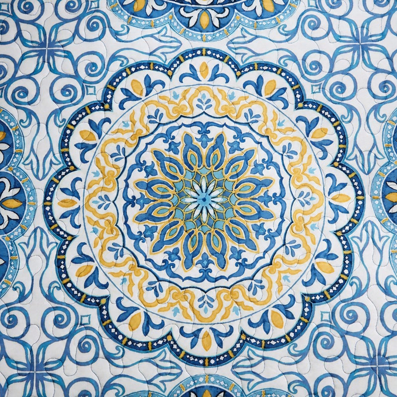 Ensemble de housse de lit de jour réversible à imprimé médaillon 6 pièces avec taies décoratives et coussin décoratif