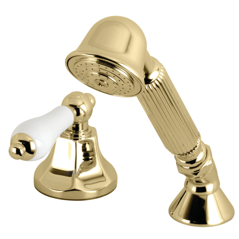 Kingston Brass Deck Mount Hand Shower with Diverter for Roman Tub Faucet, Polished Brass
