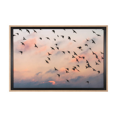 Envol du soir, reproduction d'art encadrée et texturée encadrée à la main