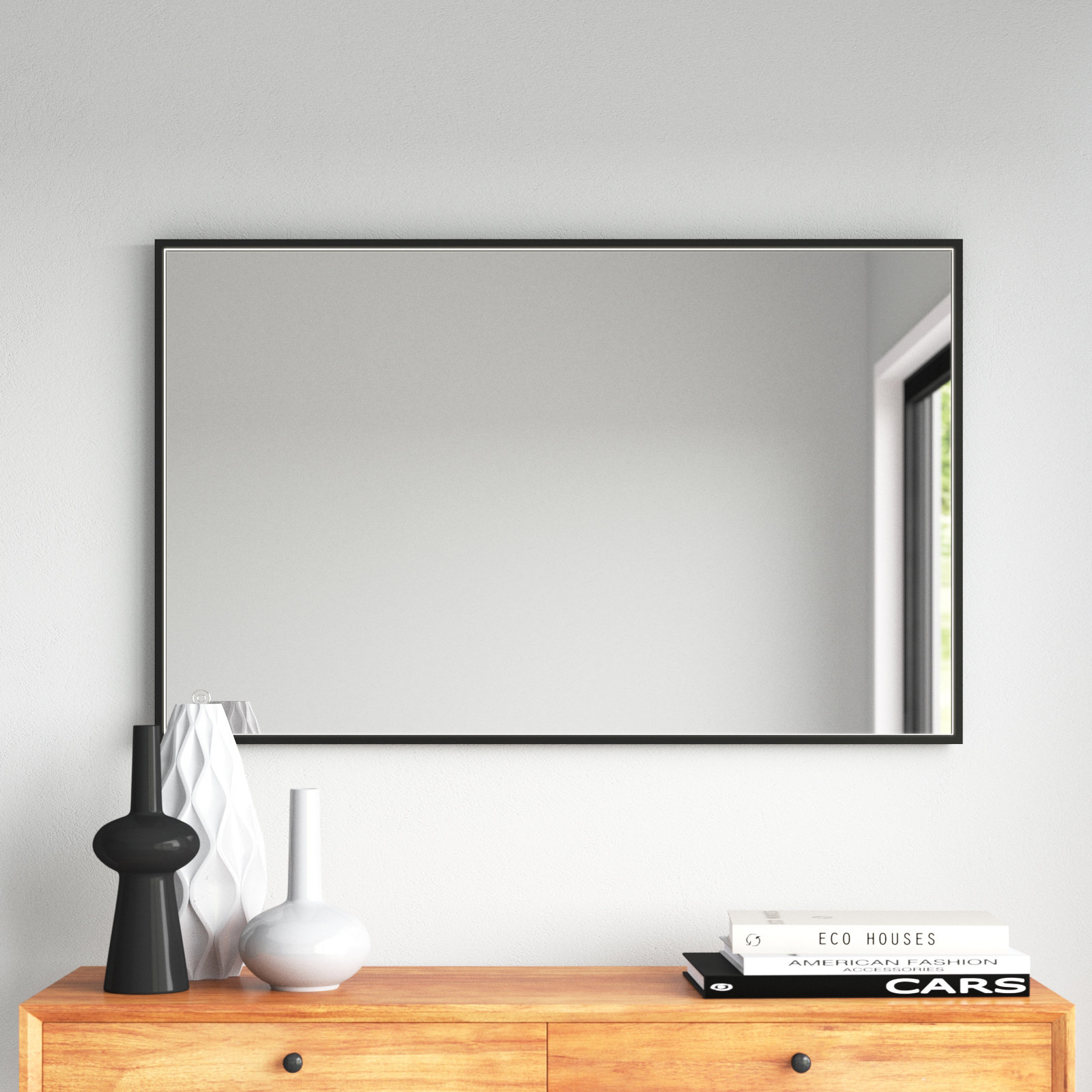 Piche 72" Mirror, Black, 30" x 48"