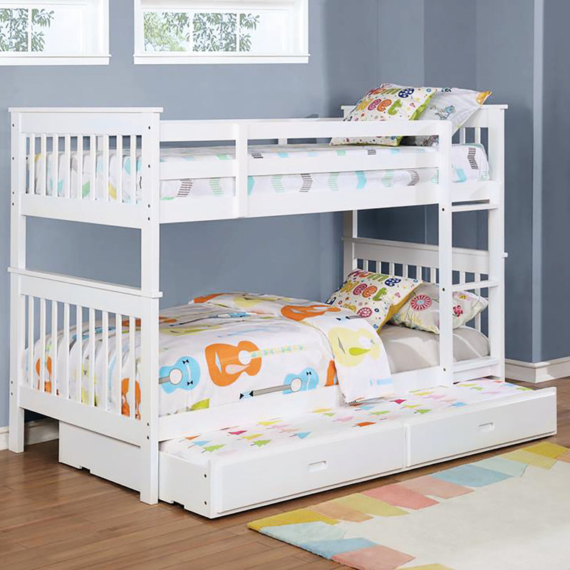 Lit simple / simple avec lit blanc, matériau en pin, garde-corps encastré, esthétique transitionnelle pour une utilisation dans la chambre à coucher en pin, avec chambre à coucher moderne, rangement en dessous