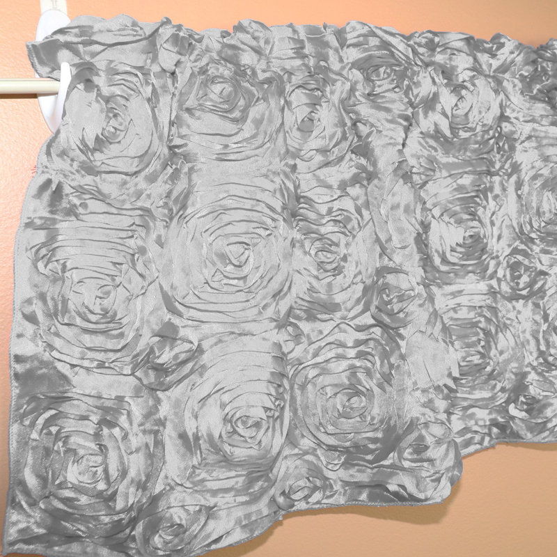 Floral Tailored Window Valance, 54" W x 14" L, Silver