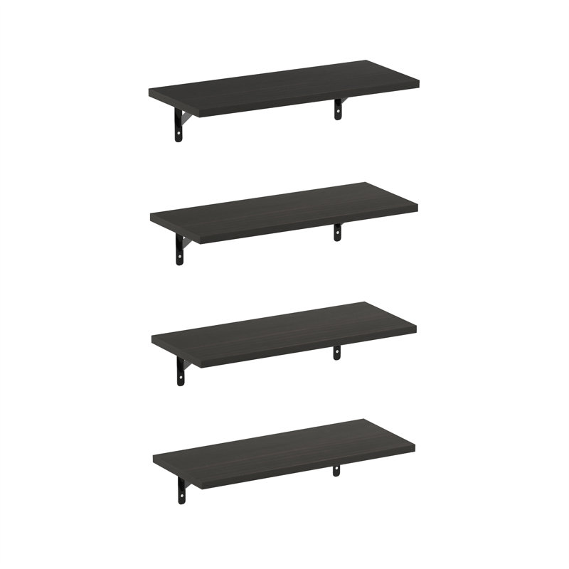 4 Piece Floating Shelf, 0.6" H x 18.9" W x 7.8" D, Espresso