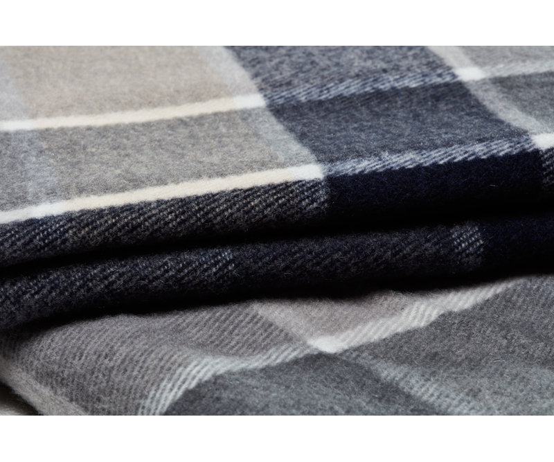 Blue and Beige Cotton Reversible Queen Throw Blanket