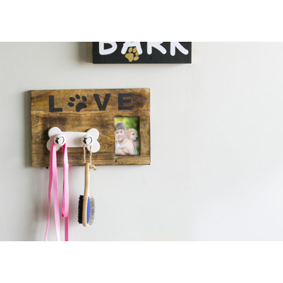 Cadre photo à crochet mural en bois avec os en céramique