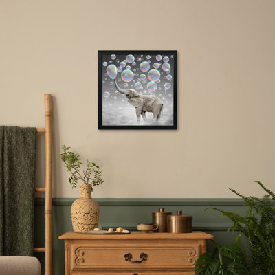 Dream Makers - Elephant Bubbles Premium Framed Poster by Soaring Anchor Designs