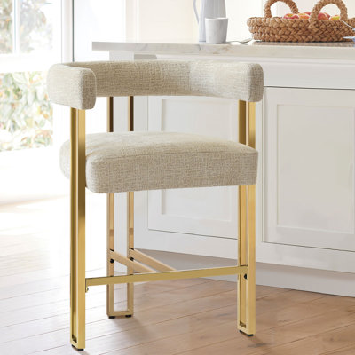 Rienna 25" Upholstered Gold Chenille Solid Back Counter Stool