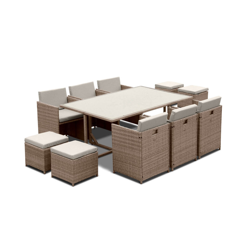 Aluminum Rattan Cube Table 6 to 10-Seater, Belge