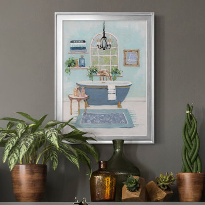 «Blue Bath I», peinture sur toile encadrée