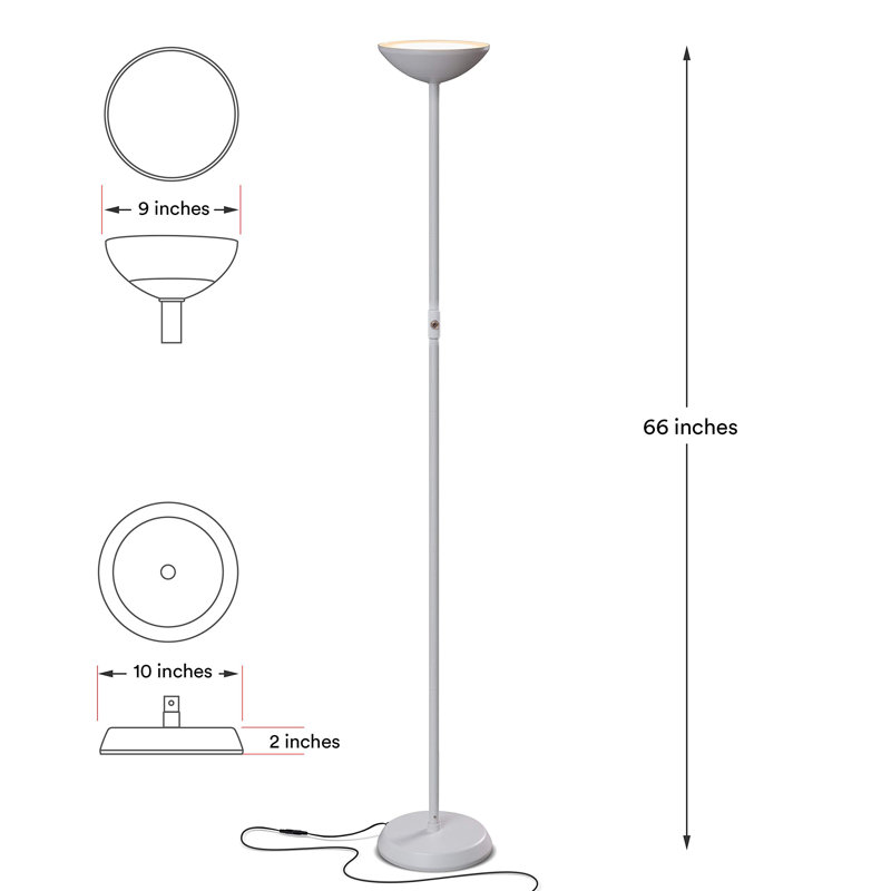 Lampe torchère sur pied 66 po Jacobus, Blanc