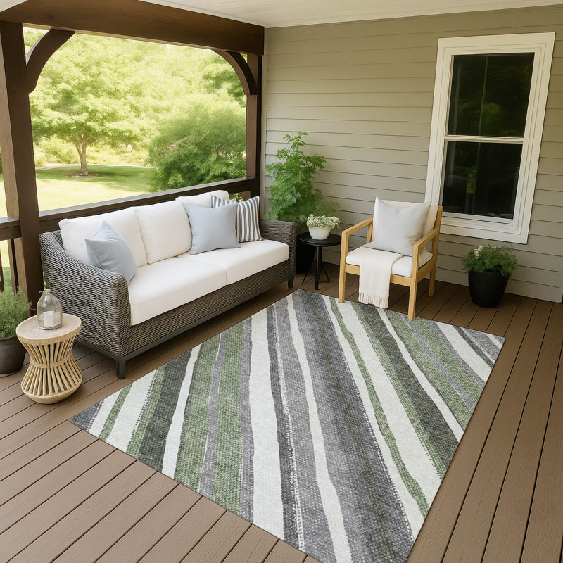 Machine Washable Indoor/Outdoor Huseby ACN2282 Stripes Rug, Rectangle 2'6" x 3'10"