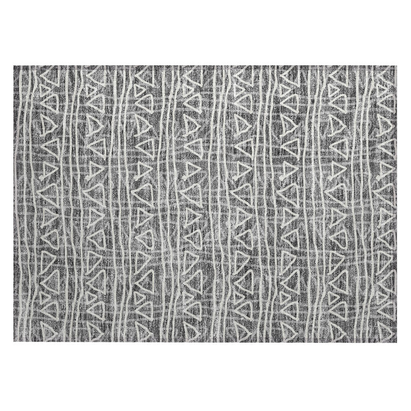 Machine Washable Indoor/Outdoor Chantille ACN730 BohemianRug, Charcoal, 1'8" x 2'6"