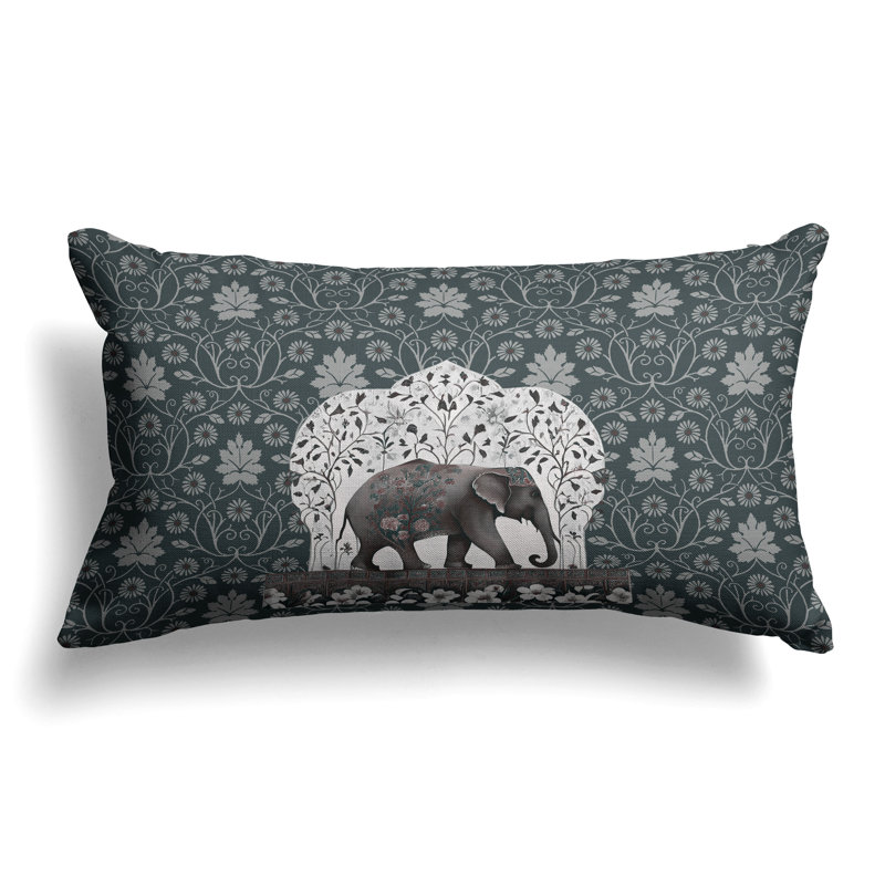 Coussin Mystic Elephant, Vert / gris