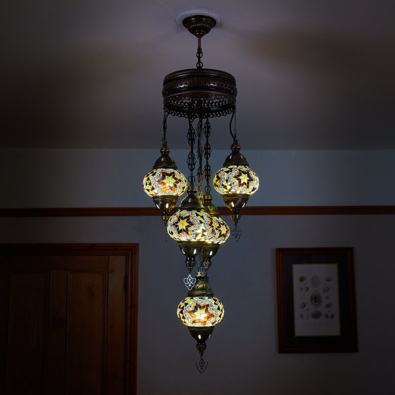 Karlie 5 - Light Bronze Cluster Pendant, Brown/Amber