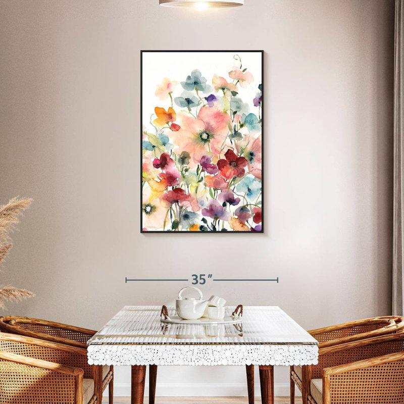 Coquelicots et pois sucrés, Cadre flottant noir, 29 po x 43 po