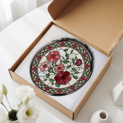 Vitrail à vitrail floral 12 "H 12"