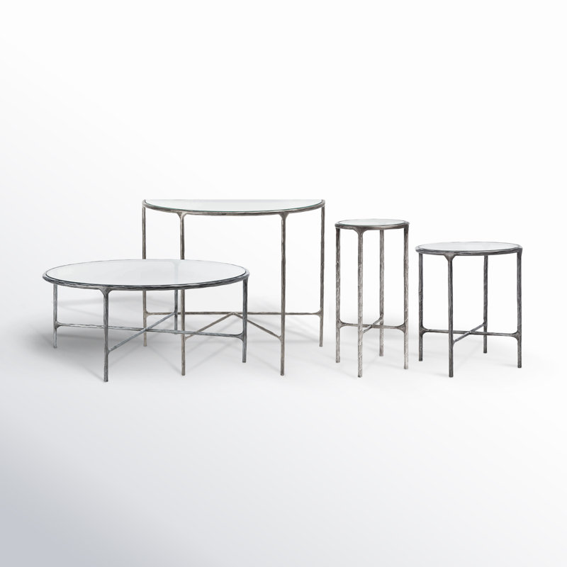 Ensemble de tables basses 4 pièces Evelynn, Transparent, Argent
