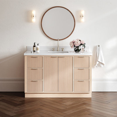 Base de meuble-lavabo simple 54 po Milan en chêne naturel Milan